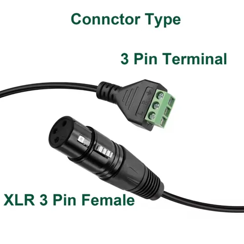 Vista 2 de 4 conectores XLR macho y hembra a cable de terminal de tornillo de 3 pines, adaptador de tornillo XLR de 3 núcleos con cable de 11.8 in