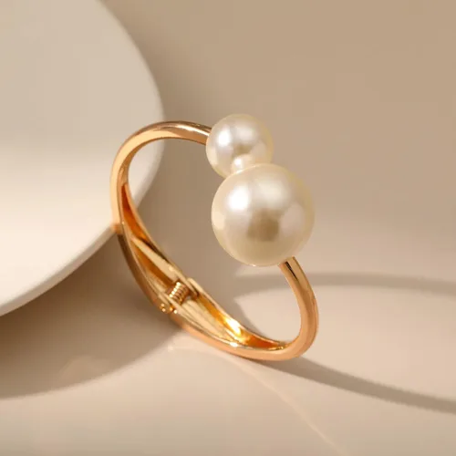 Vista 4 de Long tiantian Juego de 4 brazaletes dorados para mujer, pulseras de alambre ancho abierto para mujer, pulseras de oro abiertas, regalos de joyería
