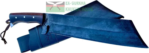 Vista 4 de EGKH-14 - Cuchillo de machete libre de óxido, hoja forjada a mano de espiga completa, khukuri o khukris, hecho a mano en Nepal