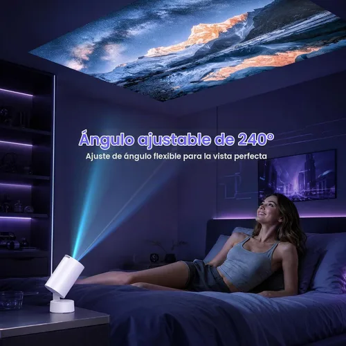 Vista 5 de Mini proyector portátil con WiFi y Bluetooth compatible con Netflix Blanco