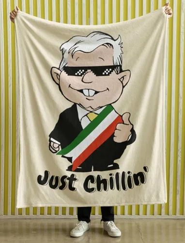 Vista 5 de MEXICANDOO AMLO - Manta de terciopelo con estampado de dibujos animados Amlito en un lado, manta ligera de felpa (Frazada de AMLO Cobija), tamaño 50