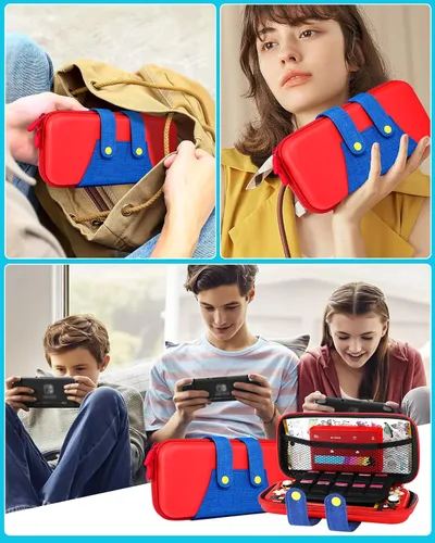 Vista 6 de 6in1 Maro Switch Lite Case for Nintendo Switch Lite Carrying Cases Boy Teens Anime Durable Hard Protective Cover Dockable Skin+Thumb Grips+Game