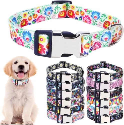 Vista 33 de Collares para perros pequeños, con patrón de impresión 3D, de nailon suave, ajustables, para perros pequeños, medianos, grandes, hembra, niño 1