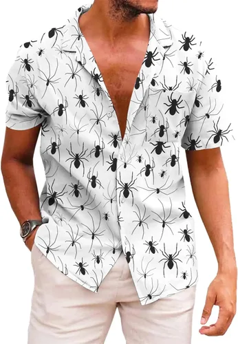 Vista 94 de KYKU - Camisa hawaiana funky para hombre, ropa tropical para vacaciones en Palm Beach