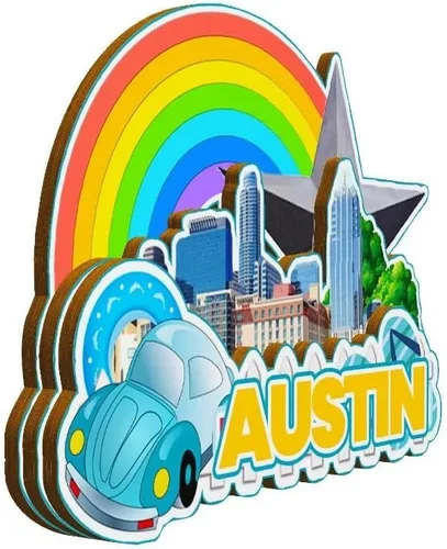 Vista 2 de Imán de madera para nevera de Austin, Texas, Estados Unidos, 3D, monumentos de viaje, coleccionables, recuerdos, decoración hecha a mano -2637