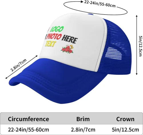 Vista 6 de Sombrero unisex personalizado, diseña tu propio logotipo, foto, texto, sombreros de camionero personalizados, sombrero negro, regalos de cumpleaños