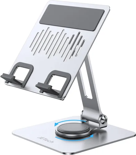 Vista 7 de JETech Soporte para tablet, soporte giratorio ajustable de escritorio con base giratoria de 360 grados, soporte plegable para iPad/iPad