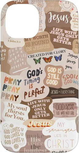 Vista 4 de Funda estética para iPhone 17 con frases positivas con versículos bíblicos cristianos
