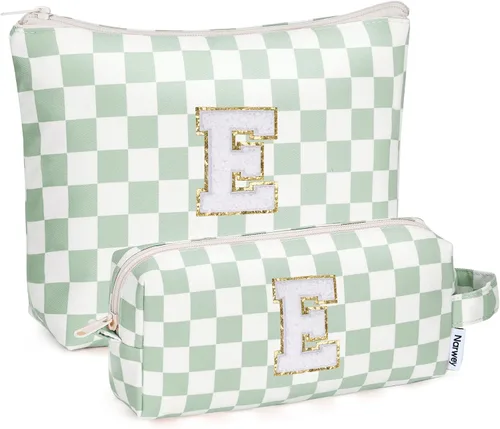 Vista 50 de Narwey Bolsa de maquillaje con inicial, regalos de graduación para adolescentes, niñas, niños y adolescentes, monograma personalizado, bonita bolsa