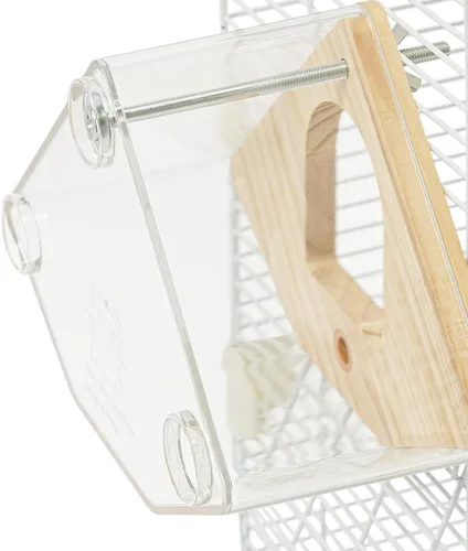 Vista 6 de Jaula para pájaros de hierro de 2 niveles, jaula de loros de palomas, jaula de periquitos de 30 pulgadas con cajas de agua/alimentos, jaula