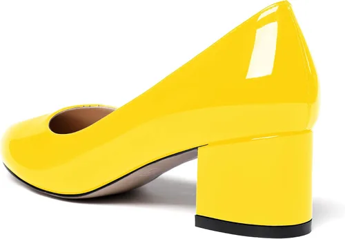 Vista 5 de WAYDERNS Zapatos de tacón bajo grueso de charol para mujer, con puntera redonda, 2 pulgadas