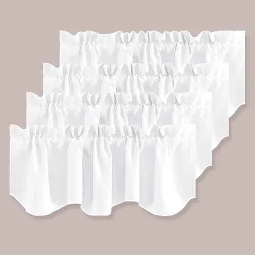 Vista 12 de H.VERSAILTEX - Cenefa de cortina opaca para ventanas de cocina, sala de estar/baño, para protección de la privacidad y decoración, con bolsillo