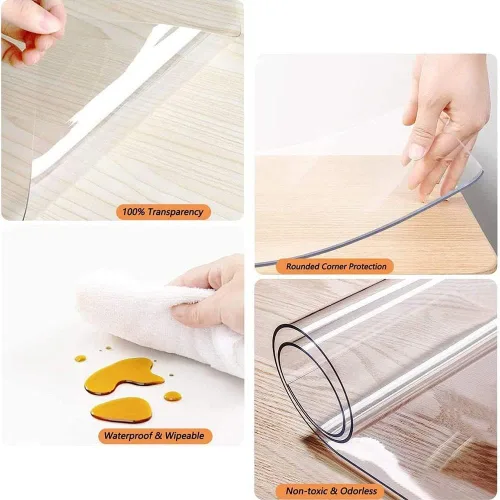 Vista 4 de JWW Protector de escritorio transparente de PVC, impermeable, antiarañazos, a prueba de aceite, 0.063 in de grosor, protección para suelo duro