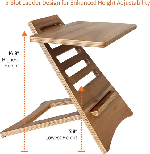 Vista 2 de Victor DC150A - Soporte ajustable para portátil de madera de acacia de alta altura, portátil, montaje rápido, perfecto para dormitorios, oficinas