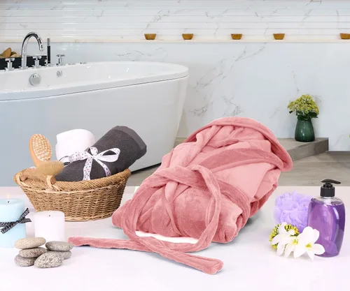 Vista 6 de NY Threads - Bata de baño de vellón con capucha para mujer, larga y afelpada