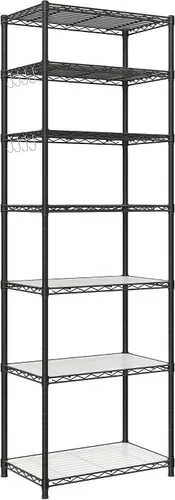 Vista 12 de SONGMICS Estante de almacenamiento, estantería de alambre de metal, estantes ajustables, para garaje, dormitorio, sala de estar, cocina, despensa, 3
