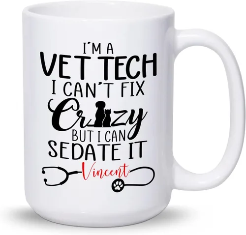 Vista 7 de Taza veterinaria personalizada, taza veterinaria de cuidado de animales, regalos para veterinarios, taza con nombre personalizado de veterinario