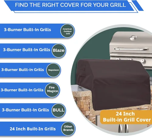 Vista 3 de Covers & All Cubierta de parrilla integrada para parrilla al aire libre – Resistente 12 oz impermeable cubierta de parrilla de barbacoa incorporada