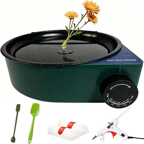 Vista 8 de Olla de pegamento caliente para manualidades con mini pistola de pegamento de 20 W y 40 varillas, macetas de pegamento para manualidades con diseño