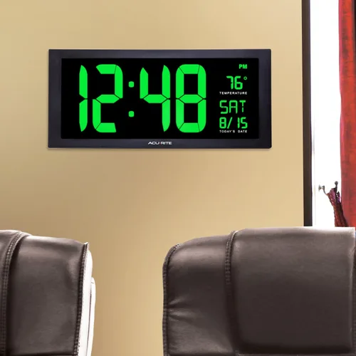 Vista 5 de Reloj digital AcuRite, 18 pulgadas, color verde 18 pulgadas / verde