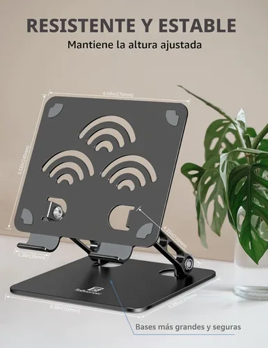 Vista 2 de Soporte Ajustable para Tablet de Escritorio, Soporte de Aluminio Premium para iPads, Tablets, Kindles, Switch, Teléfonos y Todos los Dispositivos