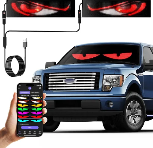 Vista 13 de GOTUS - Letreros LED para Coche, Letrero LED Flexible Programable, Control por Aplicación Bluetooth, Texto Personalizado, Patrones, Animaciones