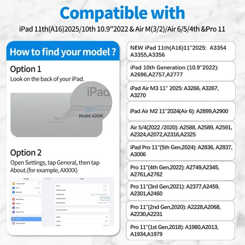 Vista 2 de Funda Suplik para niños para el nuevo iPad de 11ª generación (A16) de 11 pulgadas 2025 y 10ª generación de 10.9" 2022 y Air 11" 2025/2024 y Air