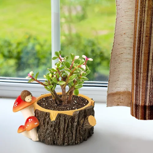 Vista 5 de Macetas para Suculentas con Forma de Erizo con Orificio de Drenaje, Macetas para Plantas de Interior/Cactus/Suculentas, Maceta de Interior Regalo