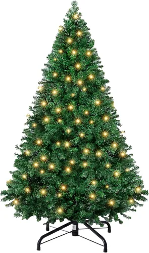 Vista 15 de Árbol de Navidad flocado de nieve preiluminado de 4.5 pies con Flocado-multi