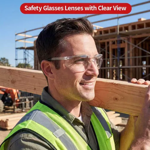 Vista 5 de Gafas de seguridad transparentes a granel de 100, gafas de protección ANSI Z87.1 con resistencia a arañazos e impactos para construcción