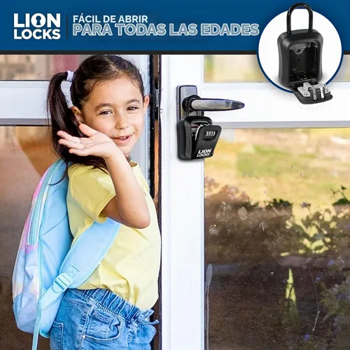 Vista 5 de Caja de bloqueo de llaves Lion Locks - Caja de bloqueo de llaves para casa, Caja de bloqueo inmobiliaria con combinación, Caja de seguridad