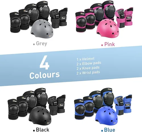 Vista 5 de JBM - Juego de equipo de protección para patinaje para niños y adultos, desde principiantes hasta avanzados, casco para monopatín, rodilleras