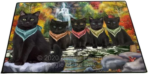 Vista 32 de Doggie of the Day Black Cats Floor Mat - 4th of July Independence Day - Best Dog Doormat - Protector Decor - Unique Portrait Art - Premium Quality
