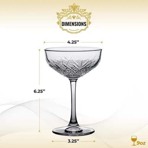 Vista 2 de HISTORY COMPANY Party of the Century Classic Cocktail & Champagne Coupe Glass - Inspirado en la bola blanca y negra de Truman Capote 1966, juego