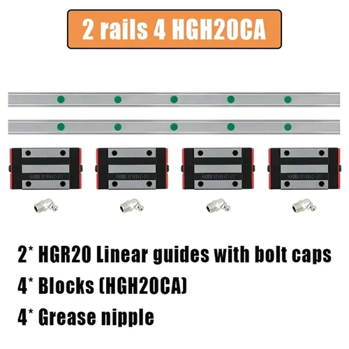Vista 2 de Linear Guides 2Pcs 2000-2500mm Rails HGR20 HGR25 Rail + 4Pcs HGH25CA HGH20CA Slides Carriages(2 Rails 4 HGH20CA,2000mm)