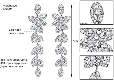 Vista 6 de mecresh Flower Teardrop Earring and Bracelets SilverGoldChampagne Bridal Jewelry Sets for Women