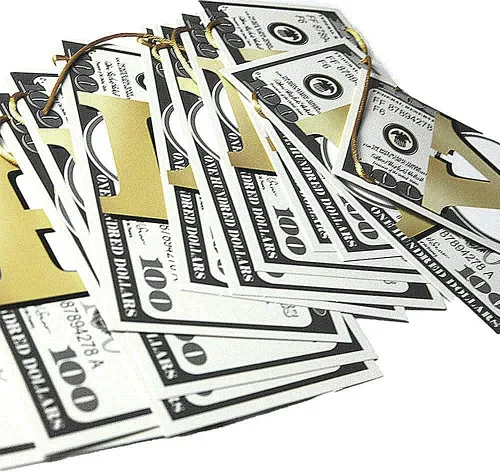 Vista 4 de Kit de decoración temática de dinero, carteles de billetes de dólar, pancarta de cumpleaños y espirales colgantes, símbolo de moneda
