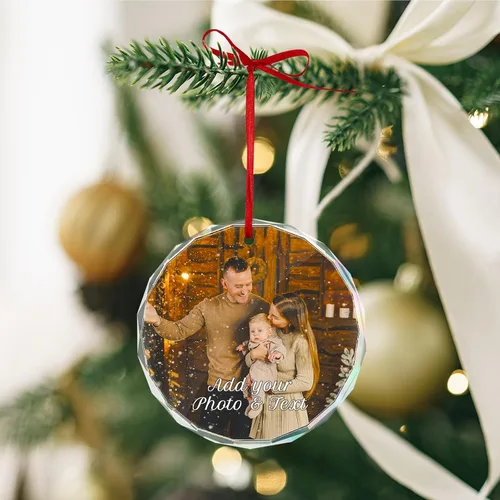 Vista 5 de Adorno de Navidad personalizado con foto, adornos de imagen personalizados para Navidad 2026, adorno colgante conmemorativo personalizado