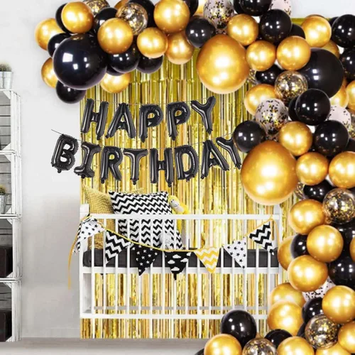 Vista 3 de Letras de aluminio de 16 pulgadas con texto en inglés «Happy Birthday» de color negro para hombres, mujeres, niños, suministros de decoración