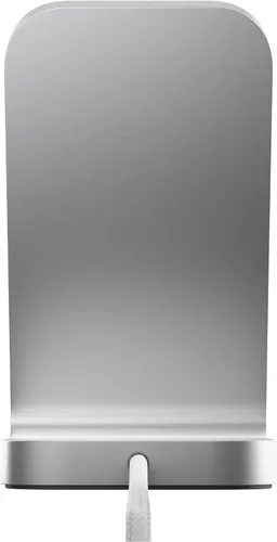 Vista 5 de NOMAD Stand One Silver, estación de carga MagSafe Qi2 de 25 W para iPhone y AirPods, soporte de cargador inalámbrico 2 en 1 con soporte de modo