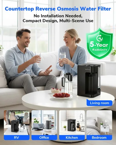 Vista 2 de Mate 3 - Filtro de agua de ósmosis inversa para encimera, 3:1 de pura para drenar, jarra inteligente de autollenado de 44 onzas, purificador de agua