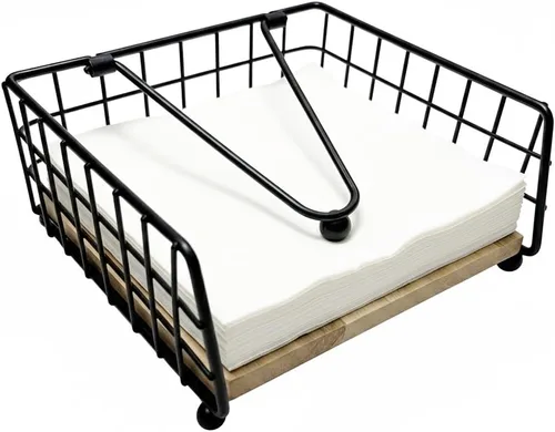 Vista 12 de Paquete de 2 servilletas Bless This Home para mesa, modernos soportes de metal negro para cocina, mesas de comedor y encimeras, dispensador