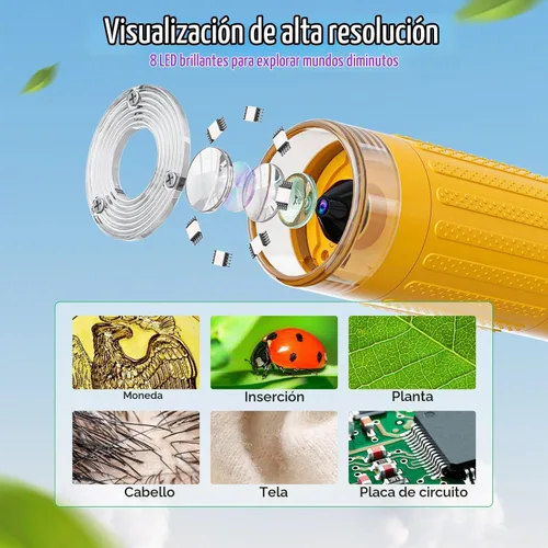 Vista 3 de SKYBASIC Microscopio Digital para Niños, Pantalla de 2" Microscopio de Mano 1000X HD de Bolsillo Microscopios Portátiles con Cámara, Regalos