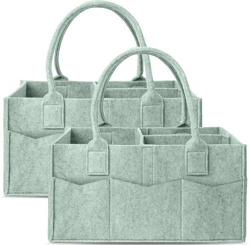 Vista 9 de Cute Castle Paquete de 2 organizadores de pañales – Organizador portátil para bebé con asa, contenedor de almacenamiento de guardería y organizador