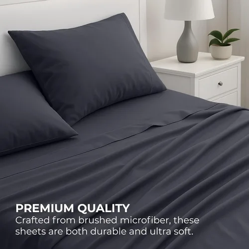 Vista 86 de Pure Bedding Juego de Sábanas Twin - Sábanas de Cama de Microfibra Ultra-Suave 1800 - Doble Cepillado - Bolsillos Profundos - Ajuste Fácil - Extra