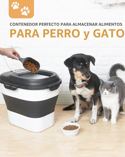 Vista 5 de 30-35 Lbs Contenedor de almacenamiento de alimentos para perros Negro