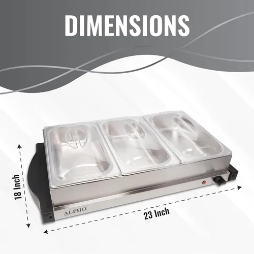 Vista 2 de Alpha Living 3x2.5 QT Calentadores de alimentos para fiestas, servidores de buffet y calentadores – Suministros de catering premium para exhibición