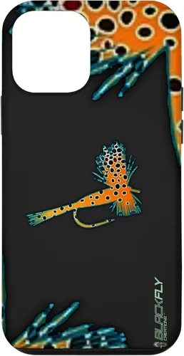 Vista 16 de Funda para iPhone 16 con mosca y pesca con moscas secas de piel de trucha por Black Fly Case