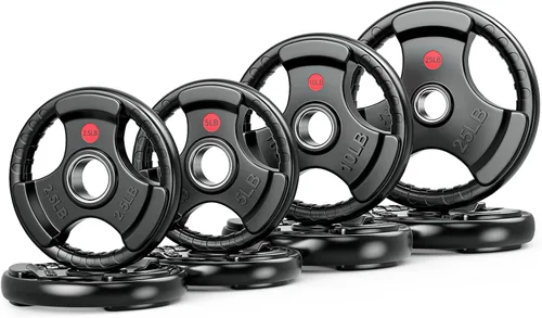 Vista 14 de GIKPAL Discos de peso de goma de agarre olímpico de 2 pulgadas para entrenamiento de fuerza, levantamiento de pesas en el hogar y el gimnasio, juego