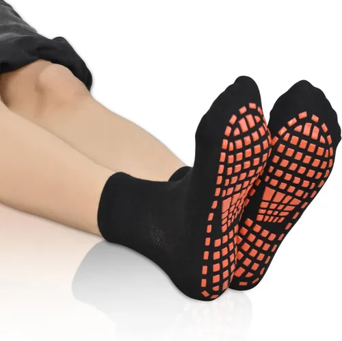 Vista 2 de SkiBeaut Calcetines antideslizantes para hombre, 3 pares de baldosas de madera, antideslizantes, para pilates, yoga, barre, hospital, pantuflas